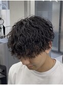縦落ちパーマツイストスパイラルシャドウパーマラウンドマッシュ