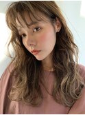 シースルーバング×ベージュカラー【大人かわいい】021
