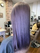 ジウ 上通り(JIU)&nbsp;透明感ストレート艶カラー×グレージュブルー大人可愛いロング