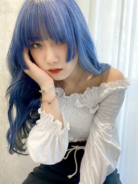 ボタン ハカタ(VOTAN hakata) 【YU_KA】顔まわりカット×ブルーカラー/博多美容室