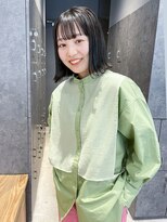 アイティーバイアルバム 藤沢店(IT by ALBUM)&nbsp;外ハネミディ_斜めバンググレージュカラーシルキー_49124