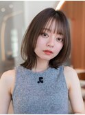 大人かわいい前髪セシルカットココアブラウンフリンジウェーブ