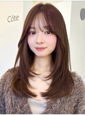 美髪レイヤーカット/顔まわりレイヤー/くびれミディアムレイヤー