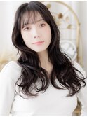 斜めバング黒髪ローライトカラーウェットヘアa大宮20代30代40代
