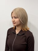 ミディアムレイヤー×ミルクティー×エンドカラーオレンジ