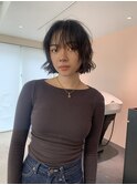 ダークパープルナチュラルショート夏のヘアアレンジ原宿