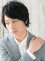 モッズヘア メン 仙台愛子駅前店(mod's hair men) ニュアンスパーマ社会人ブラック七三分け束感ショートウルフc