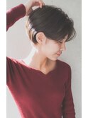 大人可愛い20代30代40代黒髪前下がりショートボブ丸みショート◎