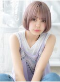 ツヤ髪ラベンダーカラー☆透け感前下がりボブc上尾