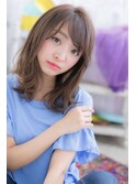 前髪カール斜めバング美シルエットモーブカラーくびれヘアc1