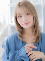 モッズヘア 越谷(mod's hair)&nbsp;顔まわりレイヤーハイトーンカラーセミディa越谷10代20代30代
