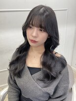 シーン(seen)&nbsp;【ダークグレージュ】小顔前髪ワンカールくびレイヤーカット黒髪