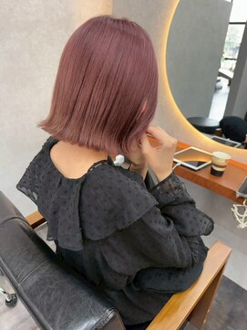 オズ 安積店(OZ) ミニウルフチェリーブラウンホワイトグレージュフェザーパーマ