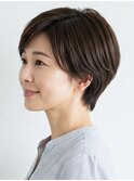 40代/50代/60代ひし形小顔ショートボブ絶壁解消白髪ぼかし△43