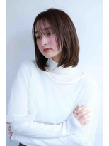 ムウ 難波(MOU) クールショートボブ前髪イメチェンピンクベージュ30代40代50代