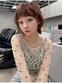大人ショート 小顔 丸み ナチュラルブラウン