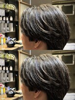 メンズココ 日本橋店(MENS COCO)&nbsp;お客様スタイル　ハイライトミディアムセンターパート