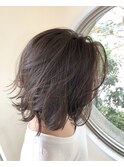 ナチュラルハイライト!ロングボブ!デザインカラー