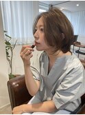 大人可愛い小顔くびれミディアムボブウルフ10代20代30代40代