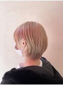 ハイグレージュ丸みショートボブ