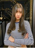 顔周りカット/おくれ毛/オリーブベージュ/シースルーバング