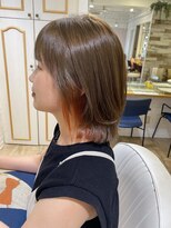 ネオリーブ チロル 横浜西口店(Neolive CiroL.)&nbsp;インナーカラー アプリコットオレンジ くびれボブ