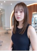 20代30代大人可愛い前髪/丸顔くびれレイヤーカット外ハネ