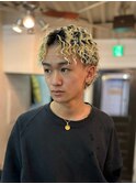 MEN'S HAIRマッシュウルフアッシュブラックカルマパーマ