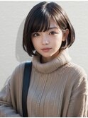 20代30代40代前下がりストレート小顔補正立体カット