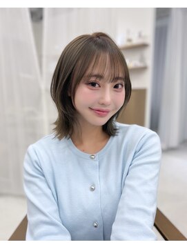 ハピネス 梅田茶屋町店(HAPPINESS) ミディアムレイヤー/韓国ボブ/顔周り/ブリーチなし/グレージュ