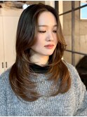 韓国レイヤーカット/ブリーチ/レイヤーカット/ハッシュカット/