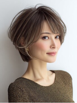 ハーツ 青山表参道店(Heart's) 白髪ぼかし脱白髪染め似合わせショートボブ40代50代60代