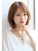 ★イメチェンマロンベージュ前髪小顔カット耳かけ丸みショート