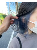 外はねボブ/インナーカラー/ブルーサファイア/インナーブルー