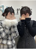 編み込みツインお団子