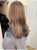 美髪＊エアリーロング＊ブロンド×水色＊髪質改善＊Zina札幌大通