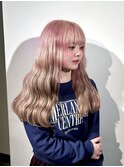 ホワイトピンクベージュグラデーションカラー ルーツカラー