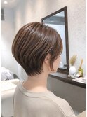 大人透明感マッシュショート/30代40代50代/グレージュ