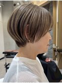 表参道髪質改善白髪ぼかしハイライトショートボブグレージュ40代