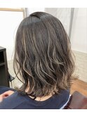 大人かわいい☆バレイヤージュココアブラウン☆フリンジウェーブ