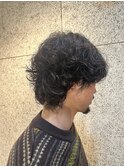 スパイラルパーマ マッシュウルフ ウルフパーマ メンズ