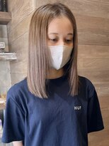 トレヘアー 京都 烏丸(tRe hair)&nbsp;ロングボブ　ミルクティーカラー