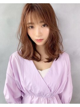 ジーナ 高田馬場(Zina) 髪質改善＊ナチュラルブラウン斜めバング＊美髪【Zina高田馬場】