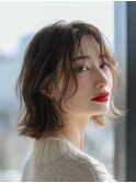 ナチュラルボブミニウルフチェリーブラウン20代30代40代50代