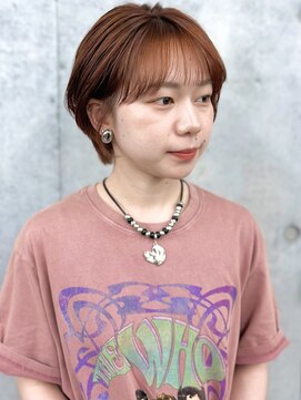 ラウンジ モリオ イケブクロ(Lounge MORIO Ikebukuro) 池袋ショートピンクオレンジ耳掛けショートボブ大人可愛い