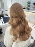 表参道ミルクティー顔まわりレイヤーベージュカラーケアブリーチ