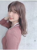 シースルーバングチョコレートブラウンセミロング