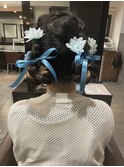 編み込みツインお団子☆