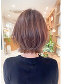 ☆イメチェン大人かわいい外ハネ艶髪チェリーブラウンミディ