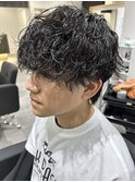 メンズマッシュパーマ波巻スパイラルパーマニュアンスパーマ眉毛
